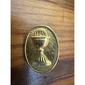 Vintage First Holy Communion Pin Gold Tone Spiritual Church Collectible Tie Tack
